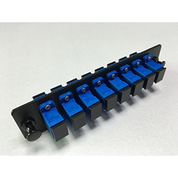 RiteAV LGX Footprint SC Adapter Panel, 8 Ports, Loaded w/8 SC Simplex Singlemode Adapters, Black