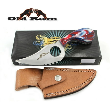 Old Ram Collection Heavy Duty Multi-color Fixed Blade Hunting Knife w/ Sheath