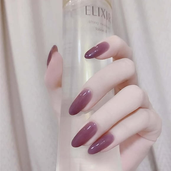 24 PCS Press on Nails Medium Length with Designs Chic Fashion Long Fake Coffin Nails with Glue French Tip Acrylic Nails Ballerina Glossy False Nails Tips Glue on Nails for Women and Girls