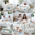 thumbnail image 5 of Coastal Ocean Duvet Cover Set Queen Size, Blue Yellow Shell Coral Starfish Marine Life 4 Piece Soft Microfiber Bedding Set with 1 Duvet Cover, 1 Flat Sheet, 2 Pillowcases, 5 of 9