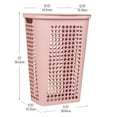 thumbnail image 3 of Mind Reader Slim Tapered Laundry Hamper with Lid, Clothes Basket with Swiss Cross Cut-Outs, Lightweight & Ventilated, Plastic, Pink, 3 of 7