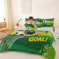 thumbnail image 3 of Manfei Soccer Sport Twin Bedding, Goal Print Bedding Comforter Set, Green Black Yellow, Gray Reversible 7-Piece, 3 of 6