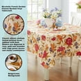 thumbnail image 2 of Multicolor Floral Indoor Outdoor Vinyl Tablecloth with Flannel Backing, Traditional Tapestry Flower Wipe Clean Vinyl Flannel Backed Tablecloth, 60” x 102” Oblong/Rectangle, 2 of 6