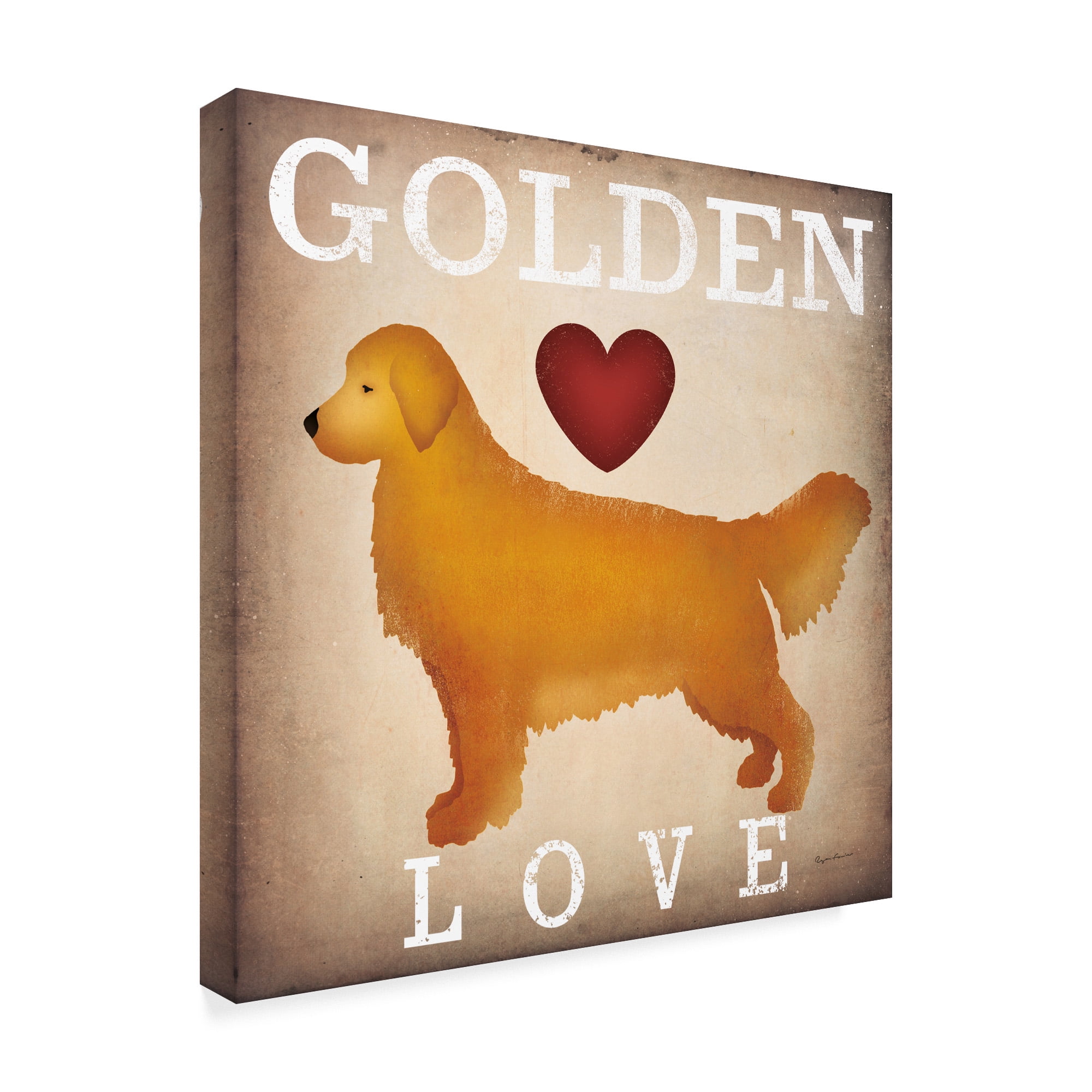 Trademark Fine Art 'Golden Dog Love I' Canvas Art by Ryan Fowler