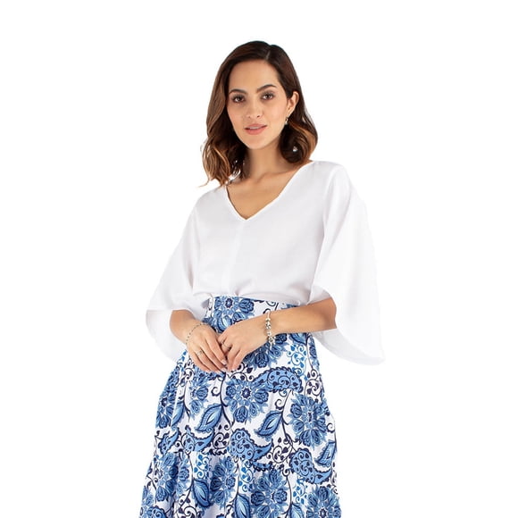 Blusa manga campana con cinto