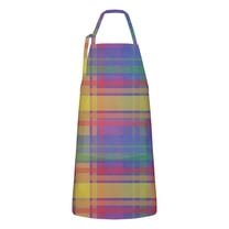 Multi Color Plaid Checkered Pattern Apron-Garden Aprons for Women with Pockets-Cotton Linen Waterproof Kitchen Cooking Gardening Aprons Adjustable for Kitchen,Cooking,BBQ and Salon 33x27 Inch