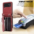 thumbnail image 3 of Jiahe Cover for Samsung Galaxy Z Flip 3, Wallet Case Crossbaody, with RFID Blocking Shockproof Zipper Purse with Card Slots Holder Adjustable Detachable Shoulder Strap Lanyard Case Cover, red, 3 of 7