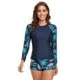 thumbnail image 4 of Women 2 Piece Rash Guard Swimsuit Long Sleeve Zipper Bathing Suit Sun Protection UPF 50+ Swim Shirt with Shorts -S, 4 of 6