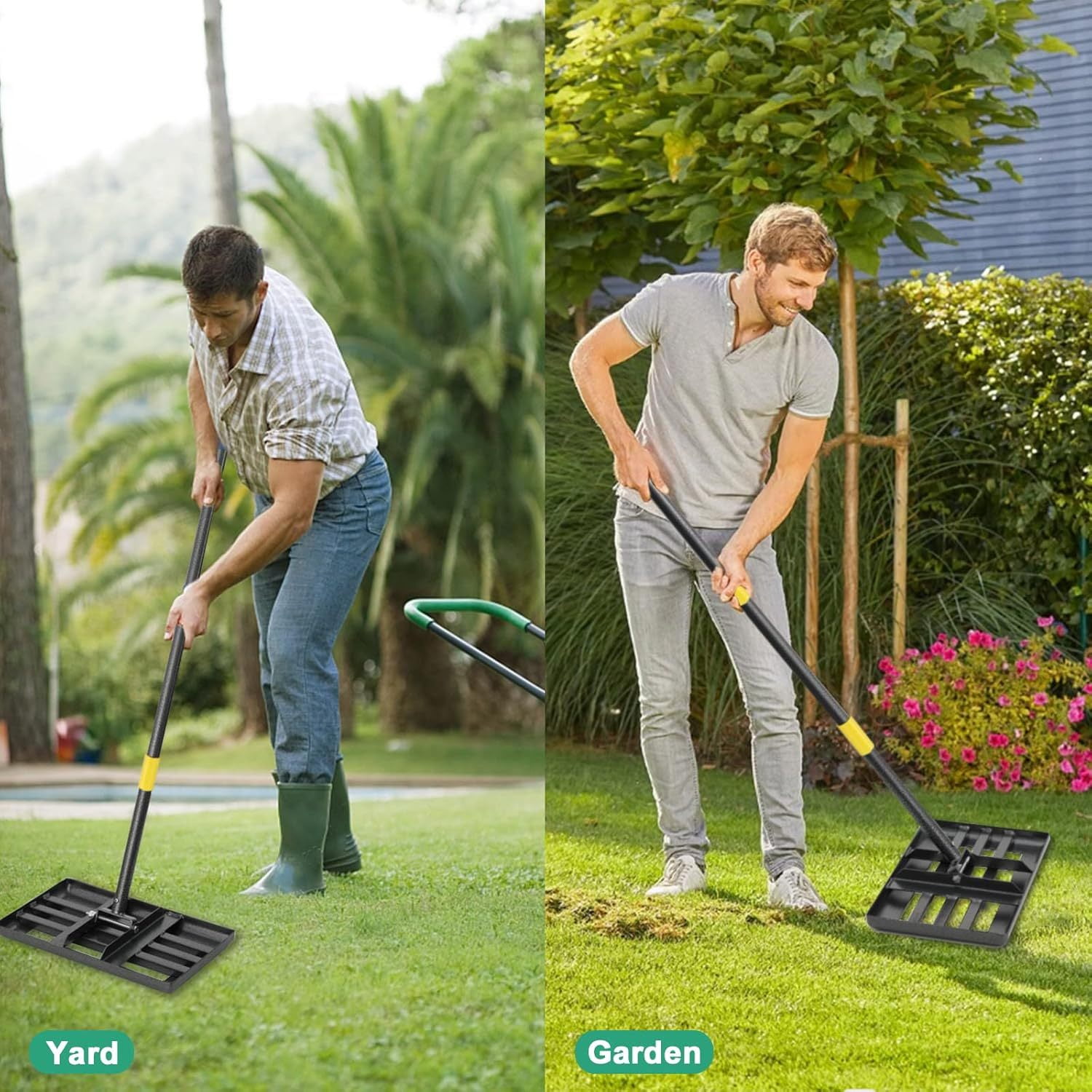 General Lawn Leveling Rake, 17x10 Heavy Duty Lawn Leveler Tool for Lawns with 6FT Ergonomic Handle, Yard Garden Golf Course