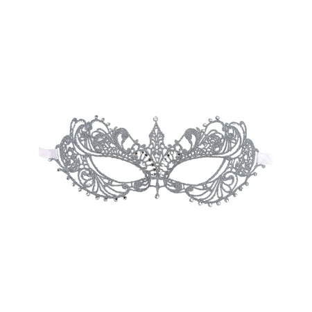 Women's Classic Goddess Venetian Masquerade Lace Eye Mask, Silver