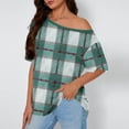 thumbnail image 3 of Ohufall One Shoulder Shirts for Women Print Short Sleeve Pullover Casual Tops Loose Fit Summer Cute Tops, 3 of 6