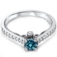 thumbnail image 3 of Pompeii 5/8ct Vintage Blue Diamond Engagement Ring 14K White Gold (Blue,SI2-I1), 3 of 4