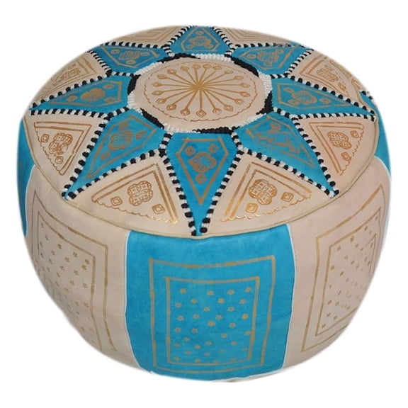 Moroccan Pouf Ottoman Footrest Hassock Handmade Leather Comfortable Unstuffed