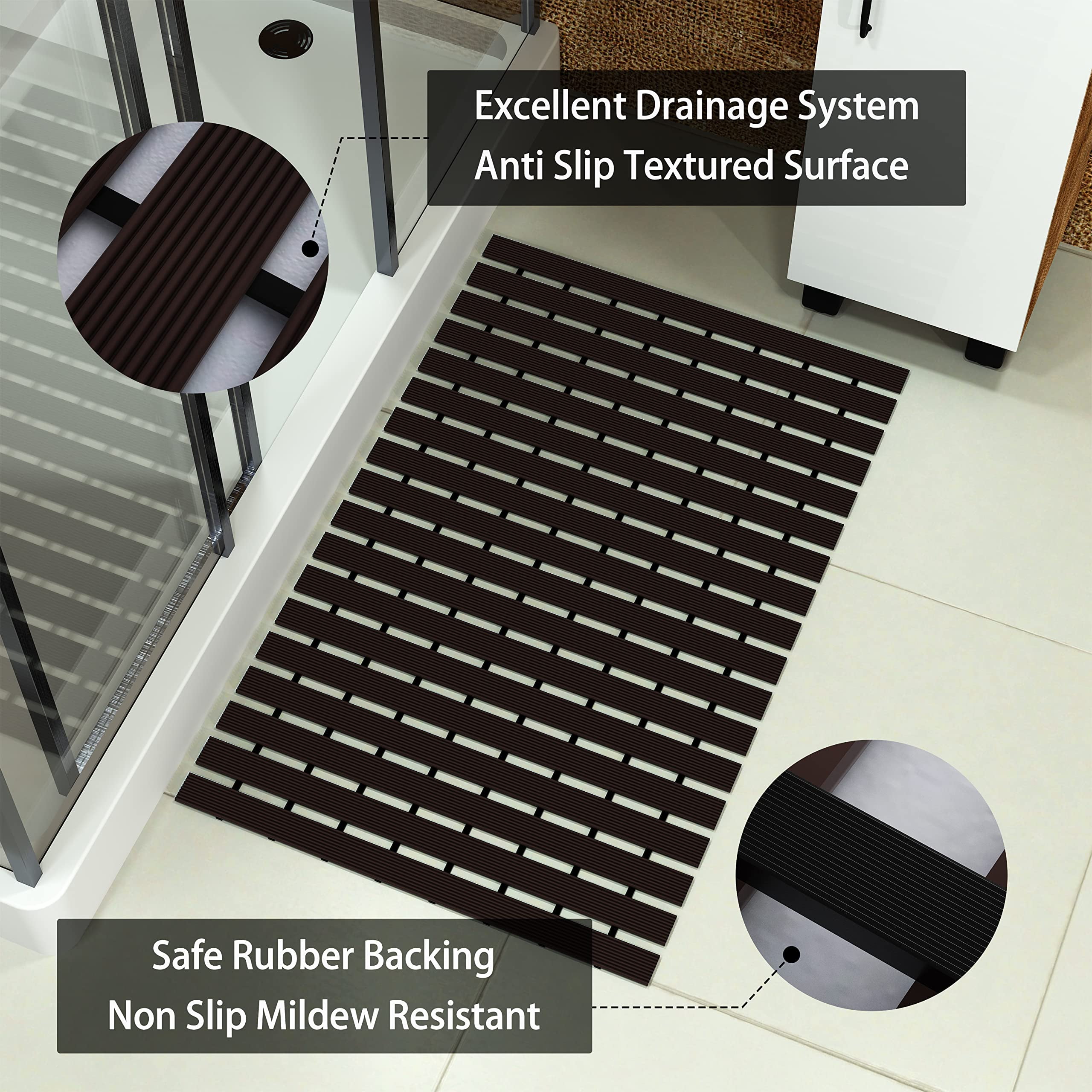 Xyyrys Secure Mat - The Ultimate Non-Slip Bath Mat,Non-Slip Bathtub Mat,The Secure Mat Bath Mat,for Tub,Shower,Bathroom (Beige,40x60cm), 055