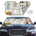 thumbnail image 2 of Balery Hand Drawn Animals Windshield Sun Shade, Car Front Window Sunshade Cover ,Automotive Interior Portected Blocks Uv Rays For Car Pickup Truck Suv Accessories- Small, 2 of 7