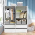 thumbnail image 5 of ModMakers 4-Door Wardrobe Armoire Closet | Freestanding Bedroom Armoires Clothing Furniture Wood Wardrobe Cabinet w/ Hanging Rods & 4 Drawers, White, 5 of 8