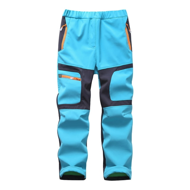 Kids Ski Pants - Patchwork Design with Pockets - Thicken Warm Trousers for Winter Outdoor Activities