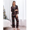 thumbnail image 6 of Ekouaer Womens Silk Pajama Set Satin Long Sleeve Button-Down Top and Pants with Ruffle Soft Sleepwear, 6 of 6