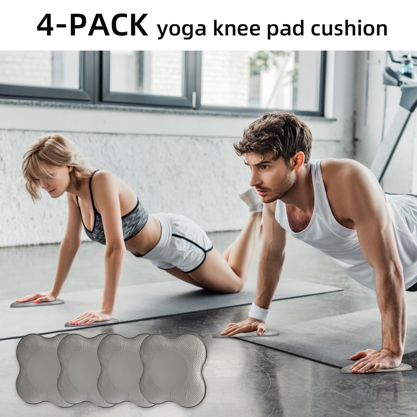 Yoga Knee Pads, Set of 4, Cushions for Knees and Elbows, Fitness, Meditation, Kneeling, Balance, Floor, Pilates (Pink Purple)