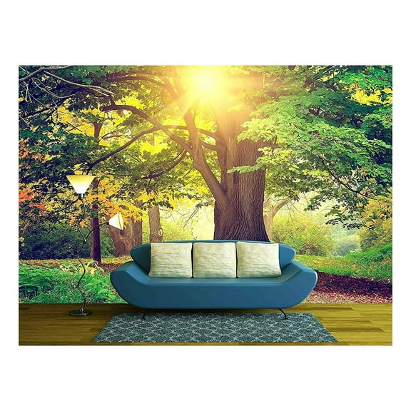 wall26 - Beautiful Park Tree - Removable Wall Mural | Self-Adhesive Large Wallpaper - 100x144 inches