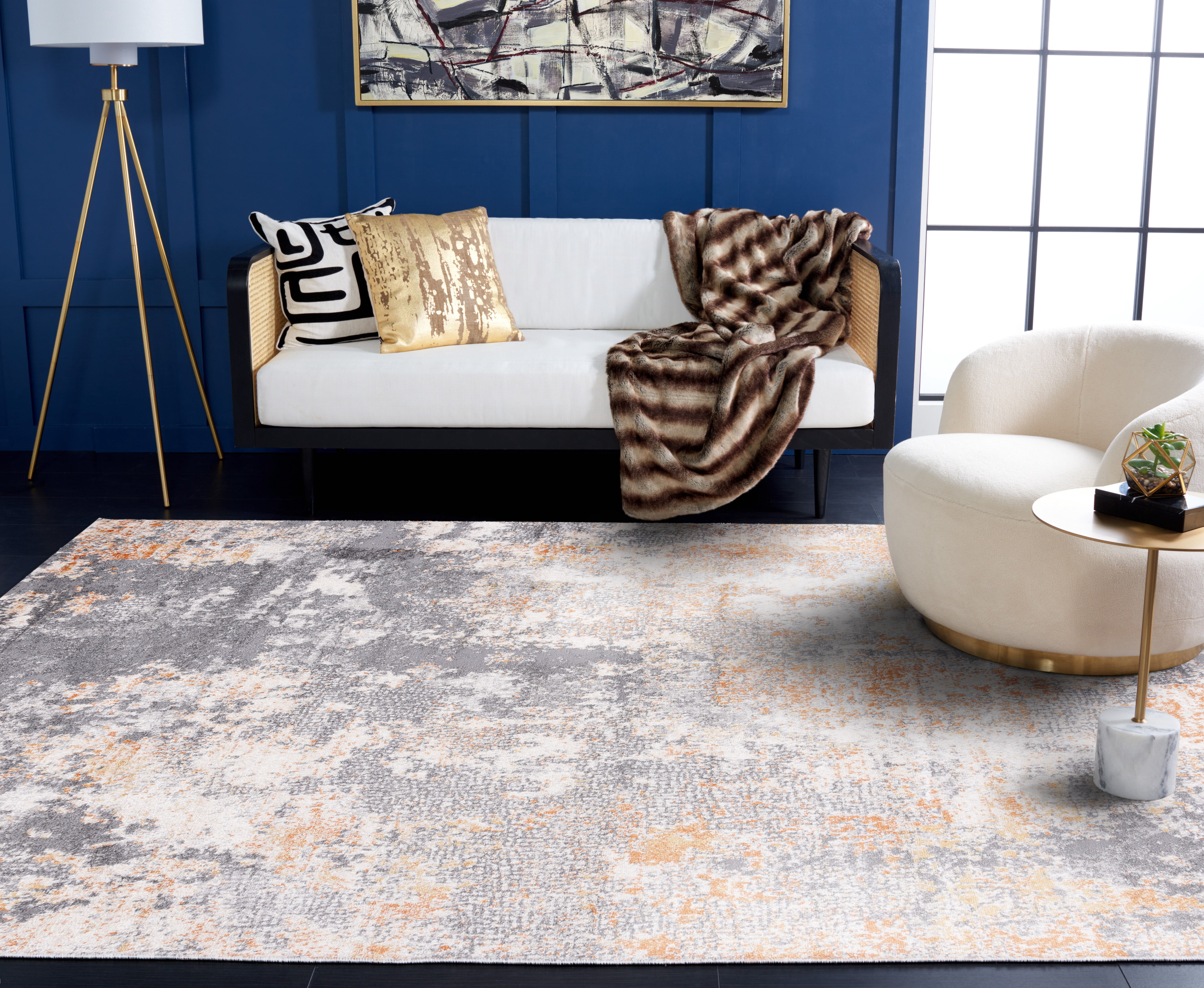 SAFAVIEH Aston Calanthia Abstract Area Rug, Gray/Gold, 3' x 5'