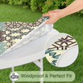 thumbnail image 5 of Elastic Hem Round Tablecloth with Bohemian Floral, Fits 38 to 42 Inch Tables, 44" Easy Maintenance Vinyl for Year-Round Use, 5 of 7