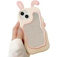 thumbnail image 6 of for iPhone Case,Cute 3D Bunny Shape Frame with Make Up Mirror Camera Lens Protection Soft Shockproof Phone Case (Grey,iPhone 15 Pro Max), 6 of 6