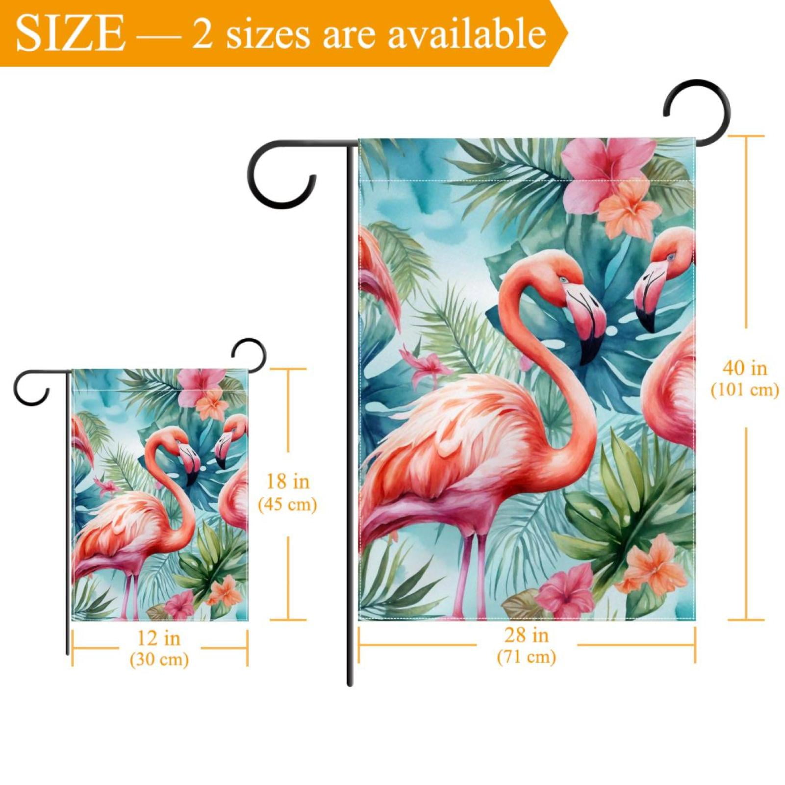 Flamingo Watercolor Tropical Pattern Double Sided Garden Flag Decorative Weather Resistant Yard Flag, Large DIY Vertical Flag for Farmhouse Patio Lawn, 28x40 Inch