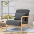 thumbnail image 4 of BTMWAY Gray Upholstered Arm Chair, Mid-Century Modern Accent Chair with Wood Frame and Waist Cushion, Cushioned Reading Chair Leisure Lounge Armchair for Living Room Bedroom Sunroom, 250lbs Capacity, 4 of 14
