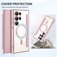 thumbnail image 5 of Petocase Magnetic Clear for Samsung S24 Ultra Case with MagSafe Transparent Electroplated Silicone Cover Slim Thin [Non-Yellowing] Wireless Charging Heavy Duty Full Body Shockproof Phone Cover,Pink, 5 of 7