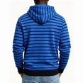 thumbnail image 4 of Men's Striped Henley Hoodie, Long Sleeve Button Placket Drawstring Pullover Hooded Sweatshirt, 4 of 9