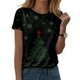thumbnail image 2 of larppty Women's Christmas T-Shirts - Festive Holiday Xmas Tree Graphic Shirt for Women (Black, XXL), 2 of 5
