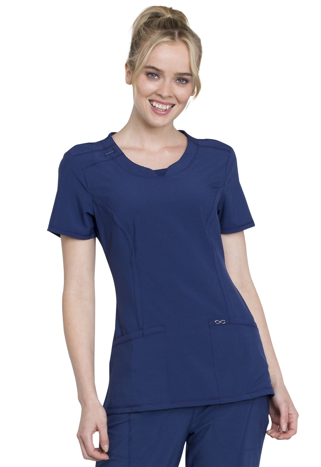 Cherokee Scrubs Round Neck Top 2624A WNPS Wine Free Shipping 