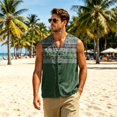 thumbnail image 2 of GrmtClth Men Vintage Tribal Pattern Sleeveless Shirt Vest, Western Aztec Print Patchwork V Neck Button Front Waistcoat for Travel Daily Wear Dark Green 2XL, 2 of 5