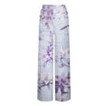 thumbnail image 3 of YDKZYMD Wide Leg Lounge Pants for Women Elastic Boho Ruffle Drawstring Pants Floral Palazzo Casual Loose Comfy Plus Size Pants Summer with Pocket Beach Petite Trousers Purple XL, 3 of 4