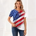 thumbnail image 3 of Iaqnaocc 4th Of July Tops for Women Trendy Short Sleeve Button Up V Neck Independence Day American Flag Stars Striped Tops Retro 2026 Summer Freedom T Shirts for Women Red XL, 3 of 4