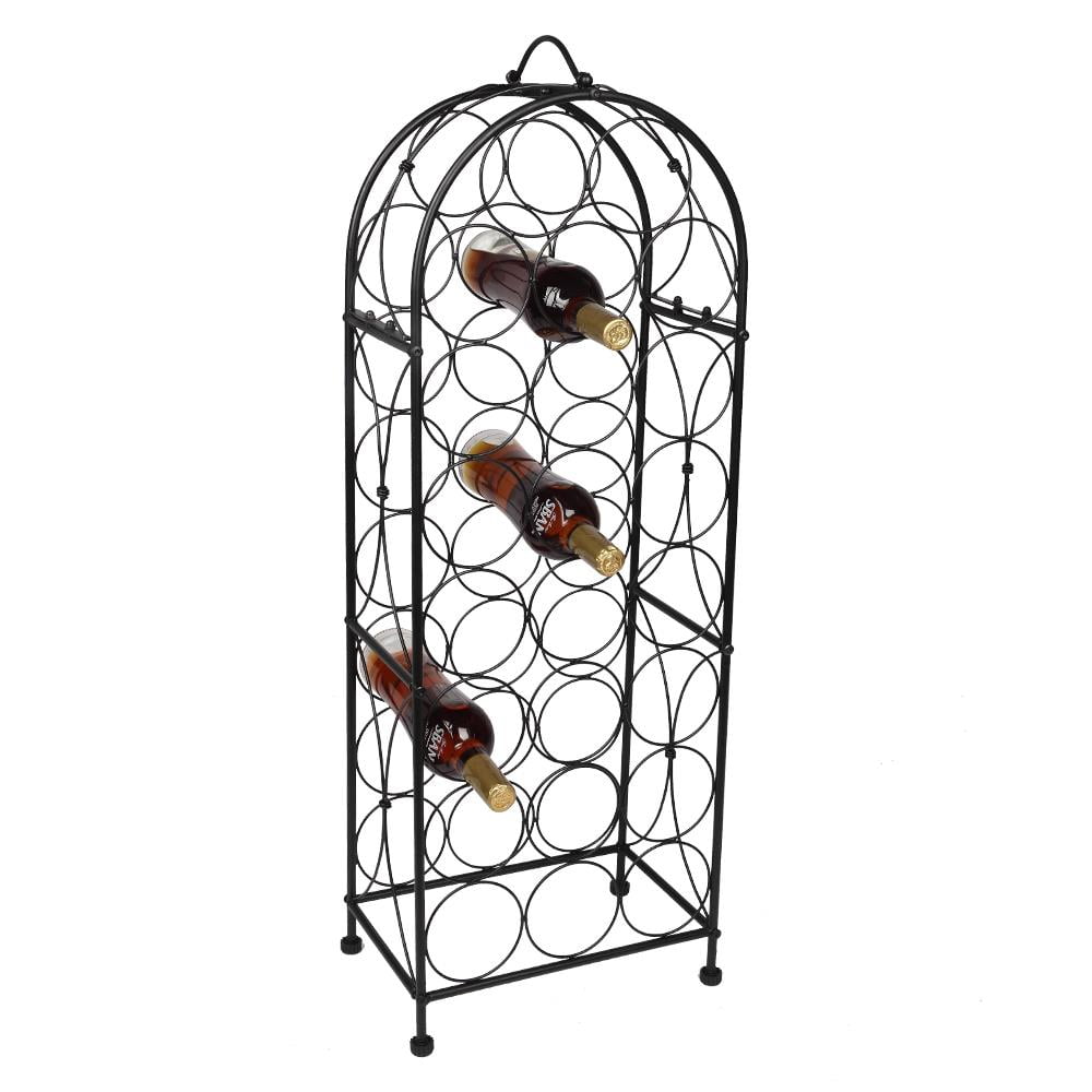 23 Bottles Arched Freestanding Floor Metal Wine Rack Wine Bottle Holders Stands Bordeaux