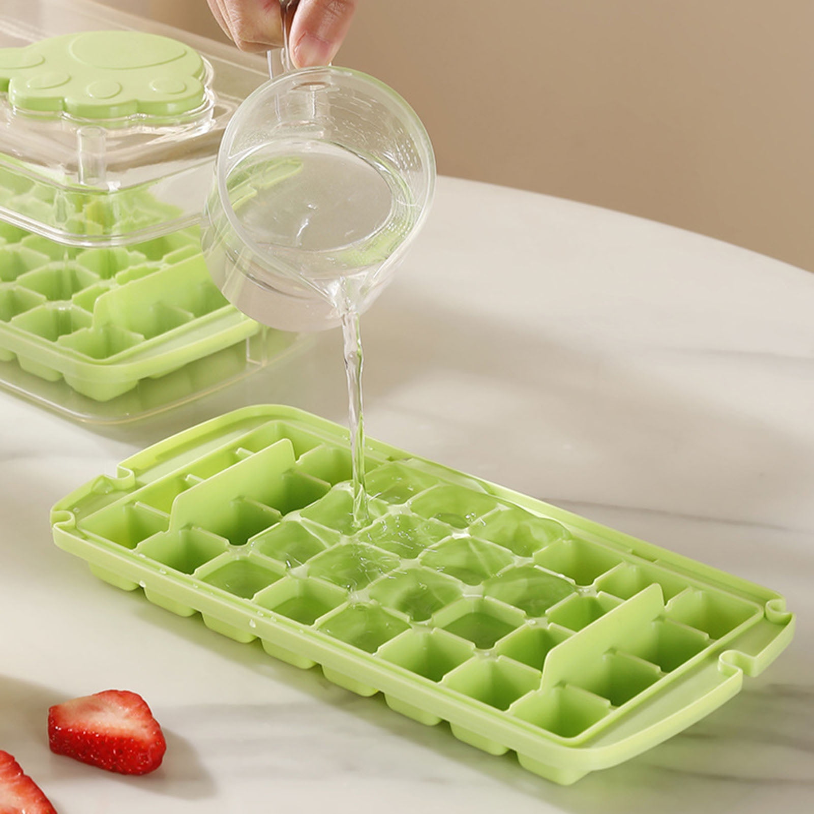 Dropship 1pc Ice Cube Tray Mold With Lid And Bin; 32-cell Ice