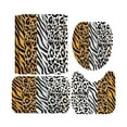 thumbnail image 1 of Four Piece Blue Green Rose Leopard Print Shower Curtain Set with Matching Carpet Seat Cover and Bath Mat Complete Bathroom, 1 of 2
