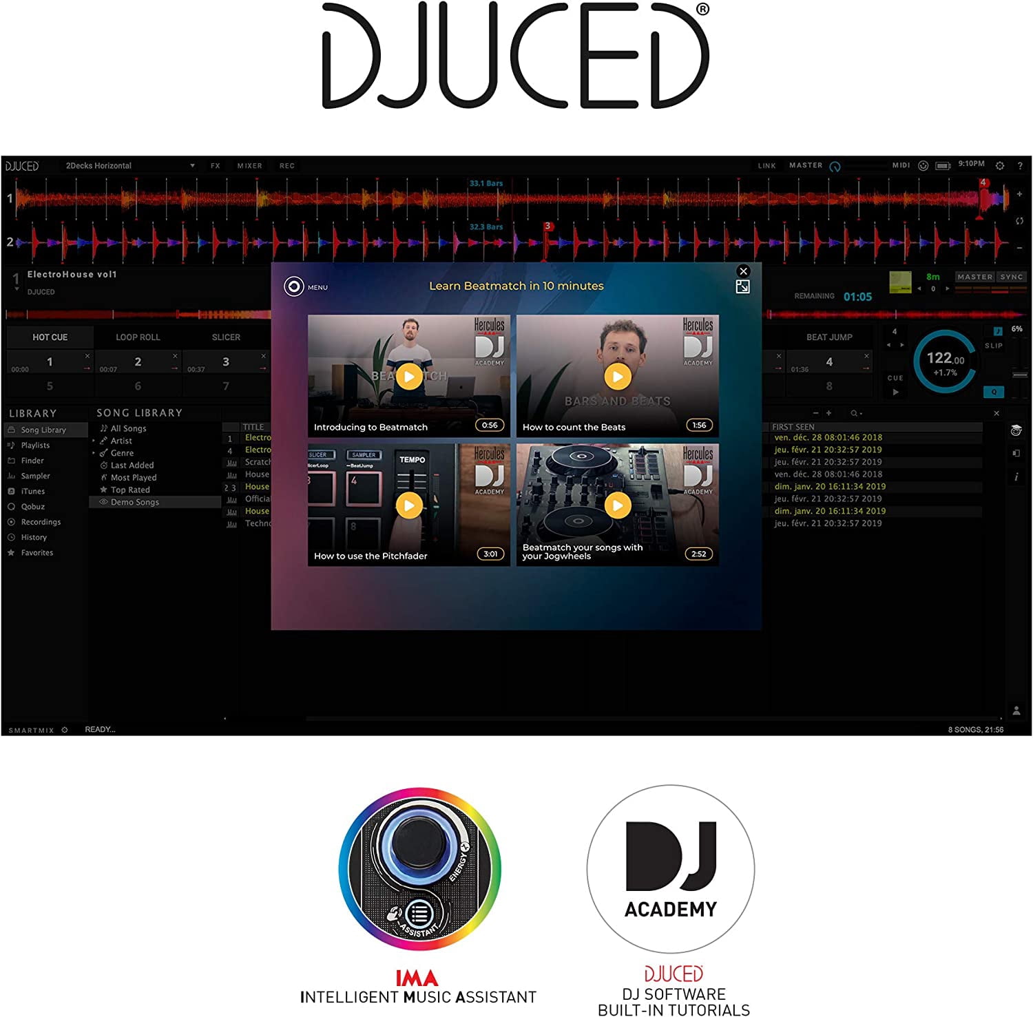 Hercules DJ Learning Kit: DJControl InPulse 200 Controller, 15W Monitor Speakers, Sound-Isolating Headphones – Perfect for Aspiring DJs - 2 Decks Included High-quality Components for Great Experience