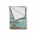 thumbnail image 2 of Starfish Soft Flannel Fleece Throw Blanket, Summer Season Sea Travel Retro Boards of Ship Deck Rope Scallops, Cozy Plush for Indoor and Outdoor Use, 50" x 70", Mint Green Turquoise, by Ambesonne, 2 of 6