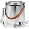 thumbnail image 2 of Insulated Ice Bucket with Lid, Scoop, Ice Tongs & Detachable Double-Sided PU Cover– 4L Double-Wall Stainless Steel Ice Buckets for Parties, Cocktail Ba, Champagne & Bar Cart Accessories, 2 of 9
