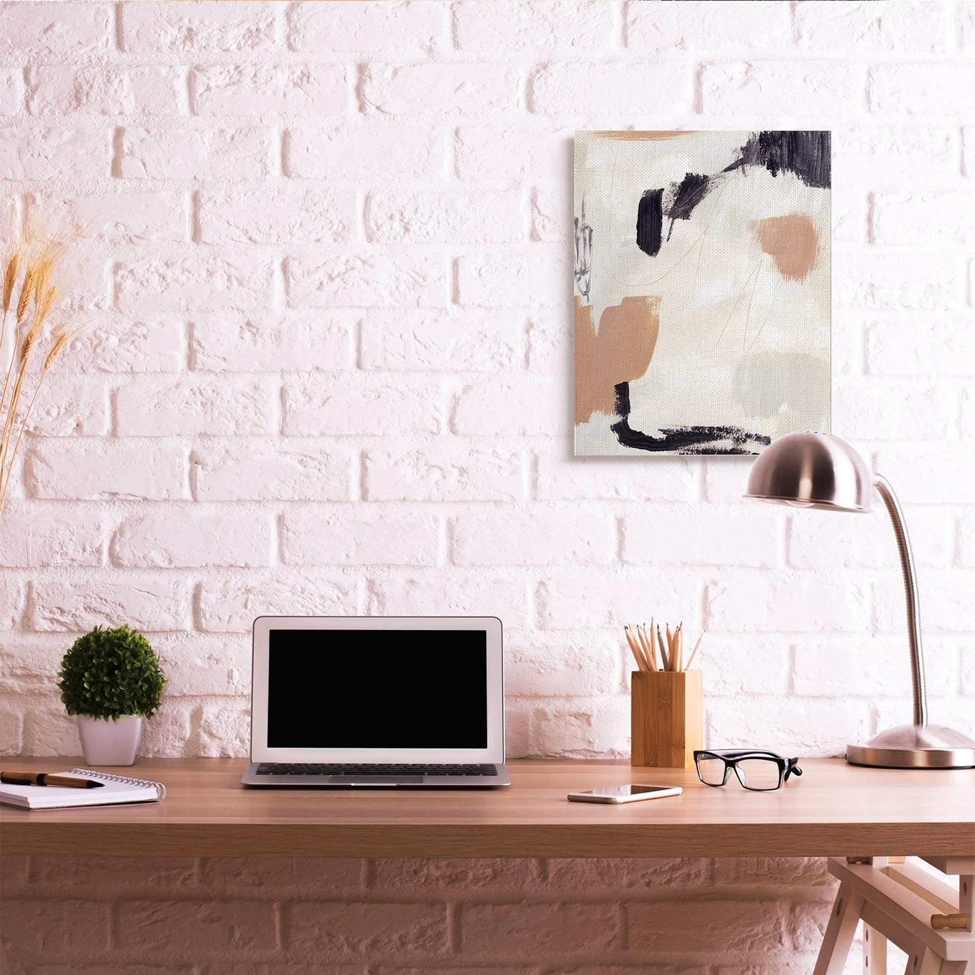 Stupell Industries Expressive Abstract Composition Neutral Beige Black Canvas Wall Art, 24 x 30, Design by Victoria Barnes