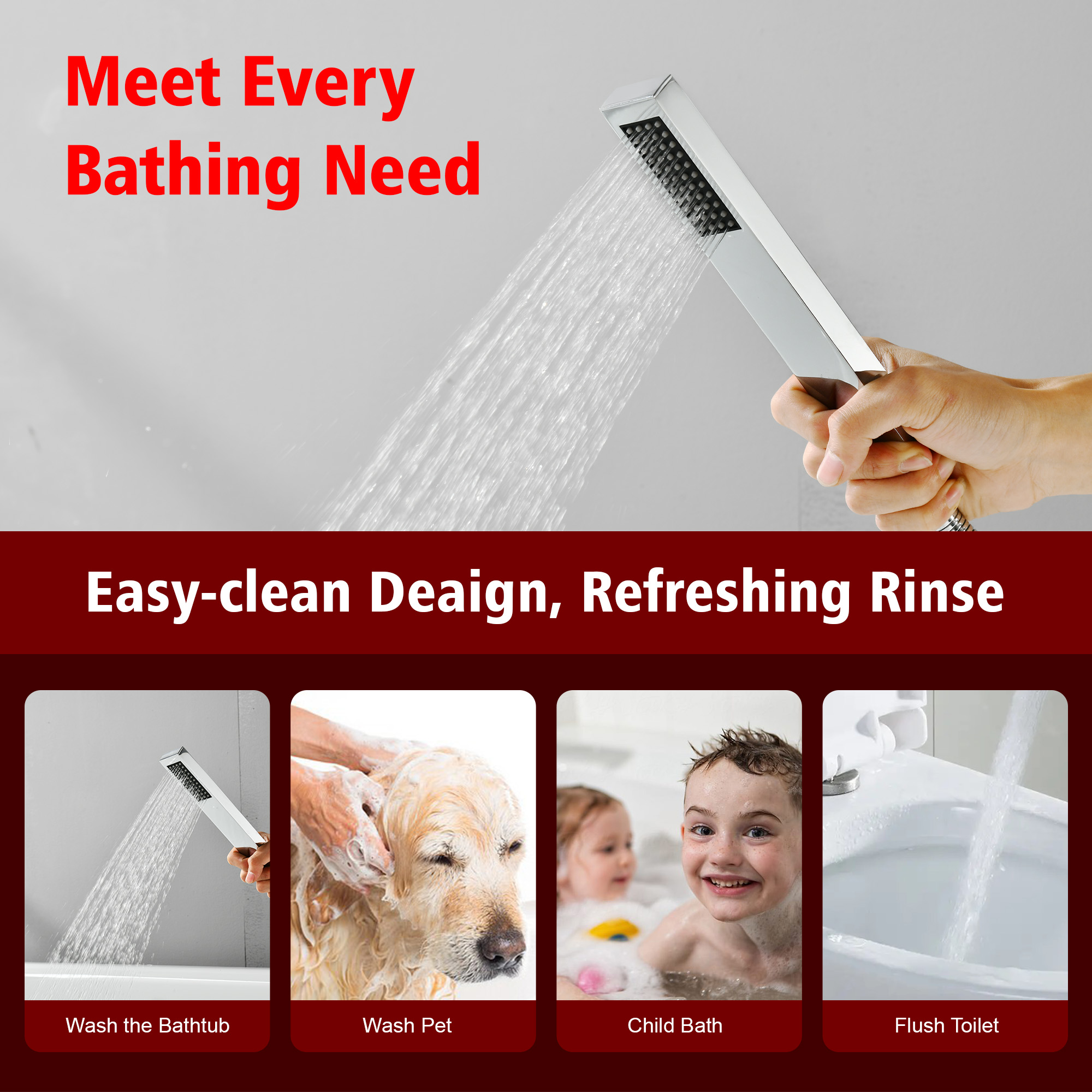 SUMERAIN Chrome Freestanding Bathtub Faucet with Hand Shower, High Flow Waterfall Floor Mount Tub Filler with 360-degree Swivel Spout