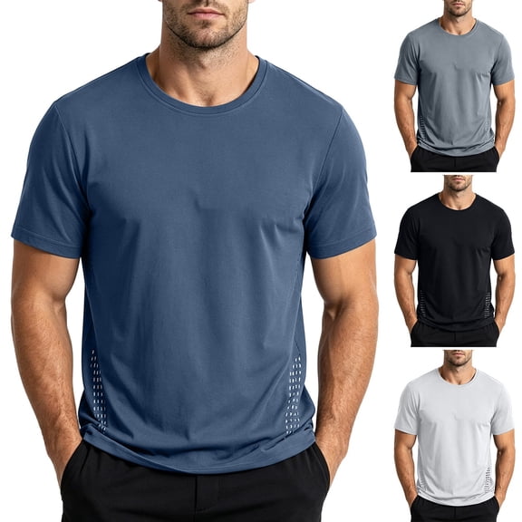 Mens Cooling T-Shirt, Moisture Wicking Quick Dry Athletic Tee, Lightweight Breathable Summer Shirt for Hot Weather Size 3XL Navy