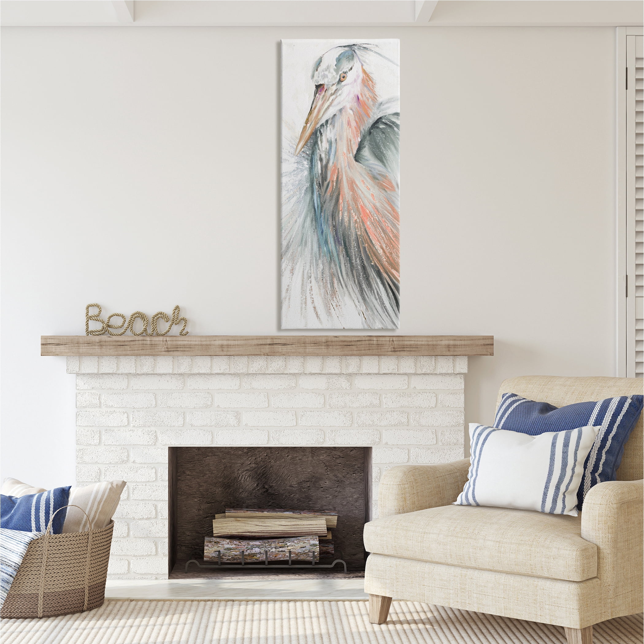 Stupell Industries Modern Heron Painting Animals & Insects Painting Gallery Wrapped Canvas Print Wall Art, 20 x 48