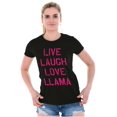 thumbnail image 3 of Live Laugh Love Llama Alpaca Humor Womens Slim Fit Graphic Tee Brisco Brands X, 3 of 5
