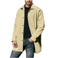 thumbnail image 5 of Button Down Trench Jackets for Men Casual Lightweight Solid Color Jackets Loose Fit Long Sleeve Outerwear, Beige, L, 5 of 8
