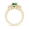 thumbnail image 2 of ANGARA Lab Grown 1.75 Ct Classic Three Stone Emerald and Lab Diamond Ring for Women in 14K Yellow Gold (Size-8mm) | May Birthstone, Anniversary, Jewelry Gift for Women | Lab-Grown Emerald Ring, 2 of 9