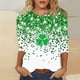 thumbnail image 1 of TaTaai Women's St. Patrick's Day Green Print T-Shirt Round Neck 3/4 Sleeve Loose Fit Casual Top Irish Festival Spring Holiday Blouse Gift, 1 of 5